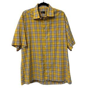 ST. CROIX BUTTON UP SHIRT PLAID YELLOW MENS XL LIGHTWEIGHT TEXTURED SHORT SLEEVE